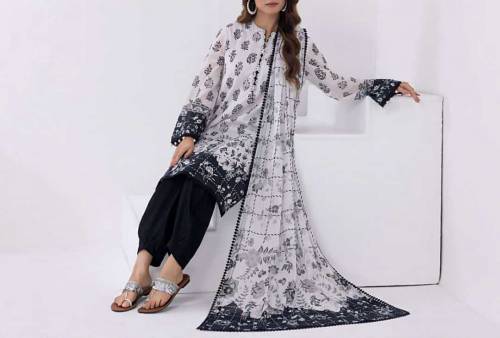 Black & White Monochrome 3pcs Airjet Digital Printed Lawn Collection