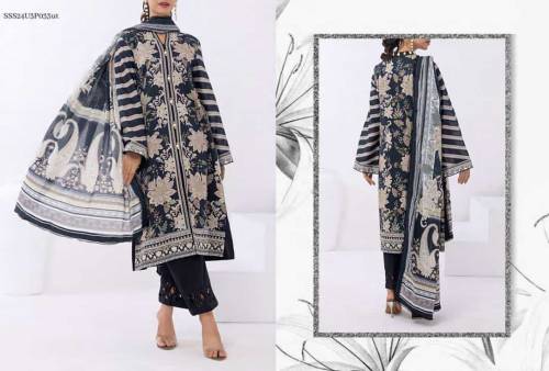 Black & White Monochrome 3pcs Airjet Digital Printed Lawn Collection