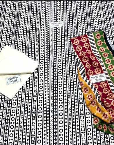 3 PCs Women's Unstitched Linen Printed Suit 