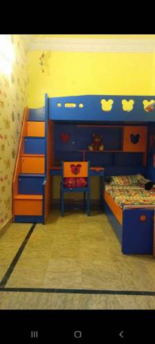 Triple bed set with wardrobe and chair 