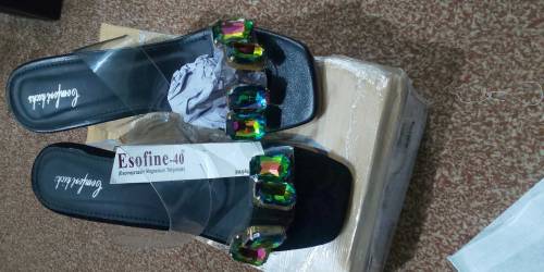 multicoloured crystal heel sandles