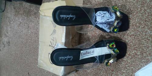 multicoloured crystal heel sandles