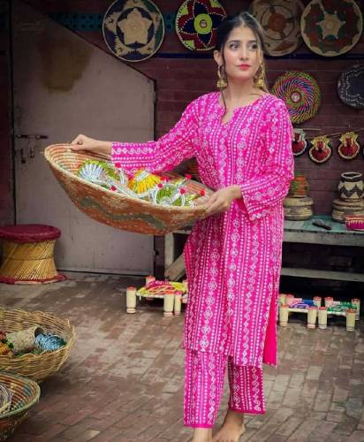 2Pcs Digital block Printed Arabic lawn Chunri Suit