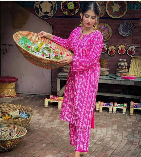 2Pcs Digital block Printed Arabic lawn Chunri Suit