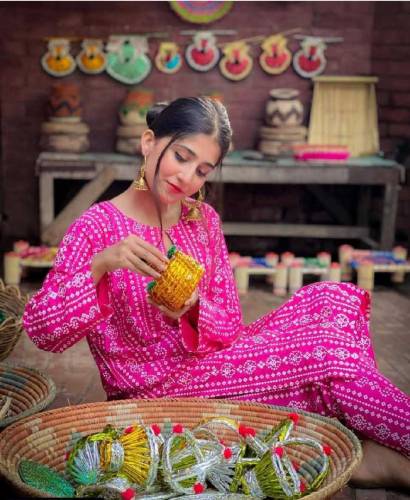 2Pcs Digital block Printed Arabic lawn Chunri Suit