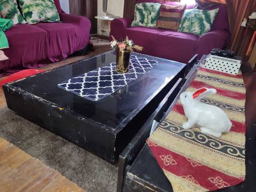 Modern style Black wooden table with glass