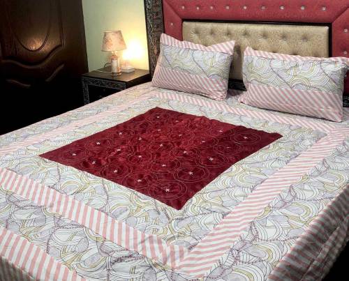 Embroidered Patchwork bed sheet*✅Fabric *Pure Cotton
