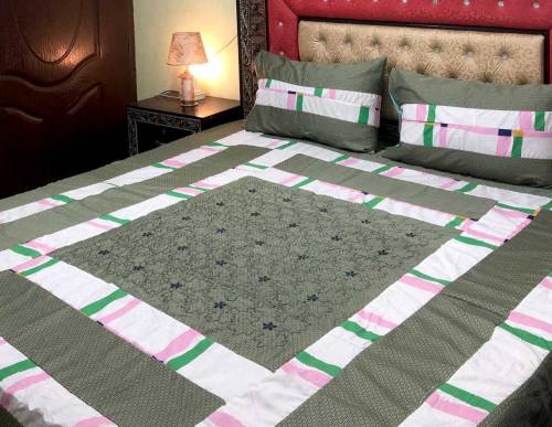 Embroidered Patchwork bed sheet*✅Fabric *Pure Cotton