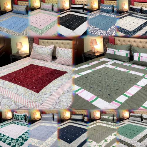 Embroidered Patchwork bed sheet*✅Fabric *Pure Cotton