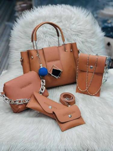 5-Piece Faux Leather Set: Mobile Crossbody, Makeup Pouch, Wallets, and