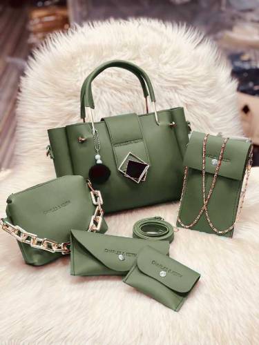 5-Piece Faux Leather Set: Mobile Crossbody, Makeup Pouch, Wallets, and