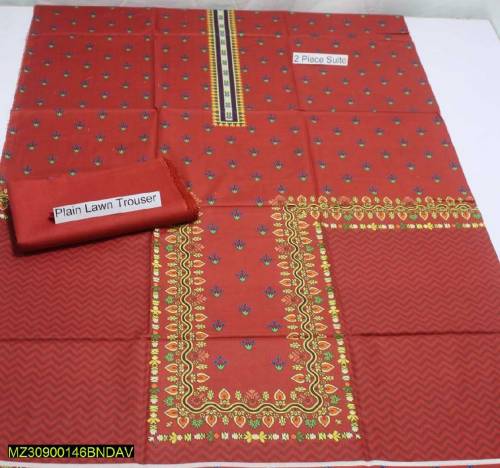 2 PCs women unstitched lawan suit