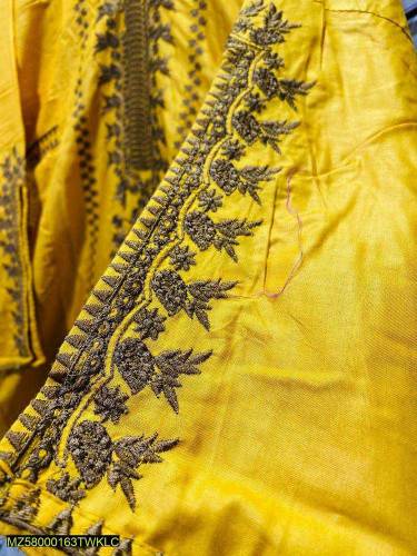 2Pc women's Stitched Linen embroidered suit 