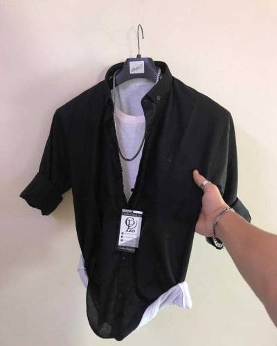 1 PC men's cotton plain polo shirt .