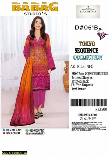 Women unstitched Lawn Embroided Suit