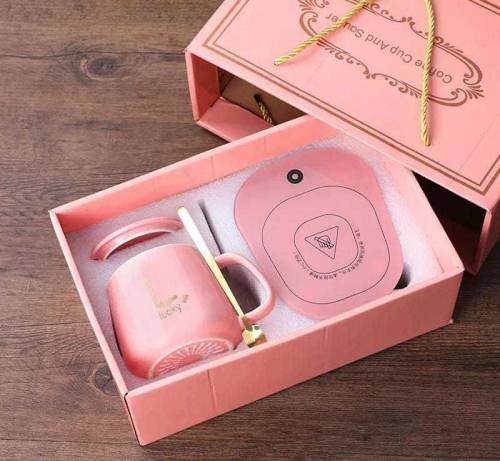 Electric Warmer With Elegant Ceramic Mug And Spoon