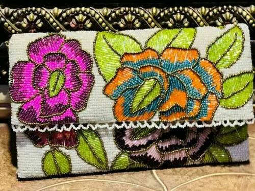 Handmade customized beaded and embroidered clutches handbags for eid 