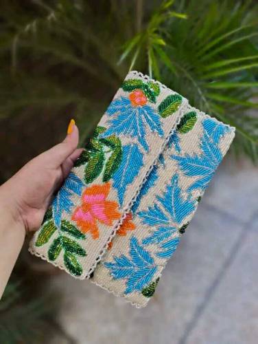 Handmade customized beaded and embroidered clutches handbags for eid 