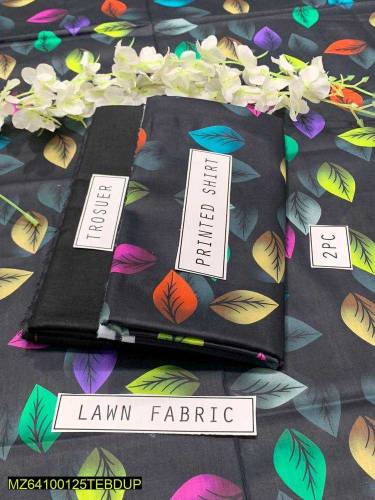 2 PCs woman's unstitched lawn printed suit 