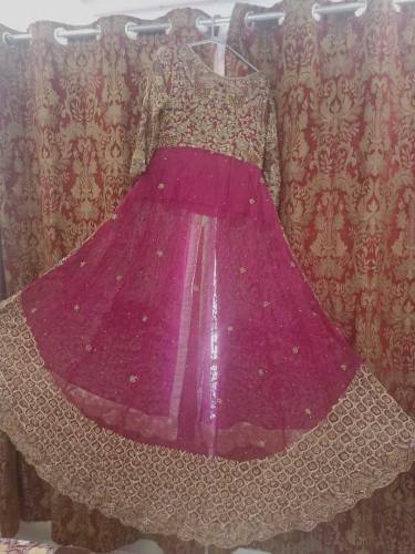 Bridal Long maxi with lehnga  (attached cancan )  for sale/rent