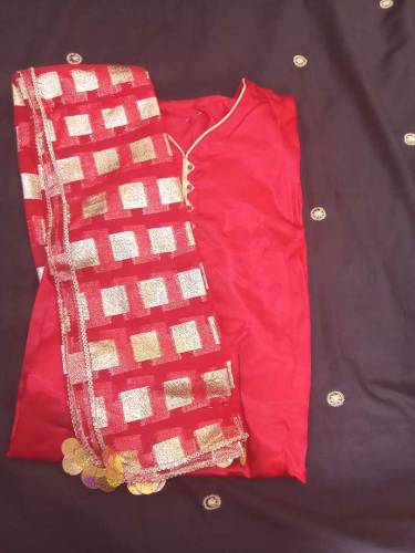 Red Silk pajama qameez suit