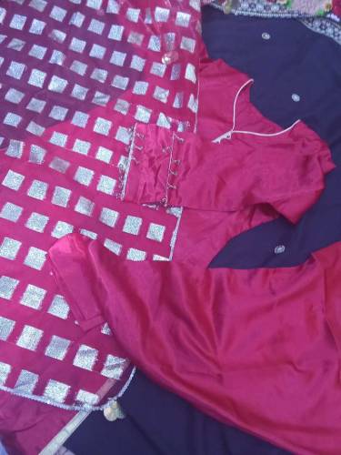 Red Silk pajama qameez suit