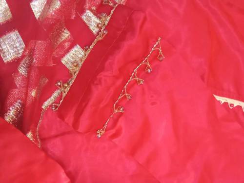 Red Silk pajama qameez suit