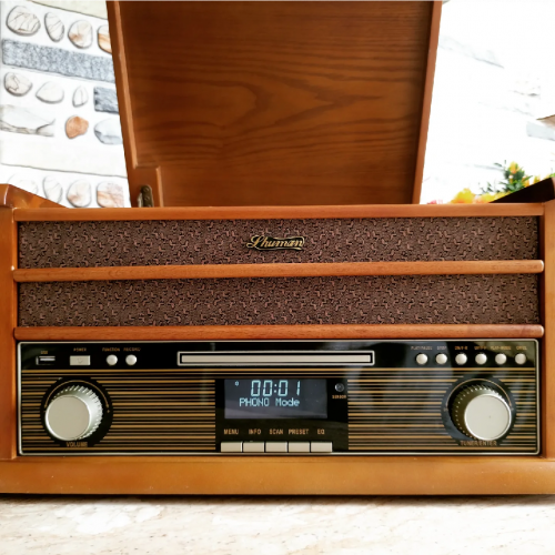 Steepletone Turntable Cassette Radio Bluetooth CD Player 