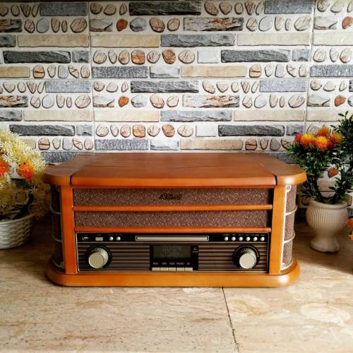 Steepletone Turntable Cassette Radio Bluetooth CD Player 