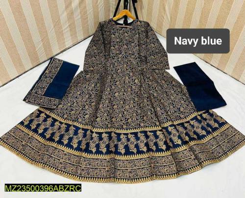 women silk cotton stiched printed 3pc dress