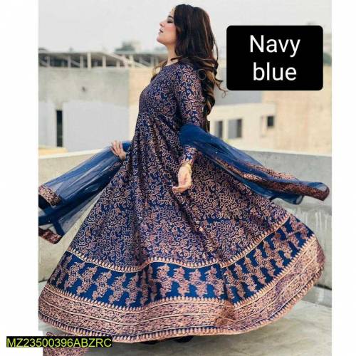 women silk cotton stiched printed 3pc dress