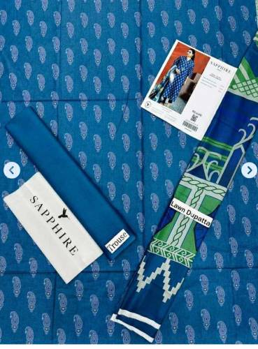 sapphire printed 3 piece lawn suit 