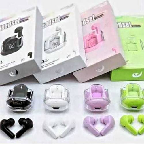 Earbuds air 31 wireless with crystal transparent case