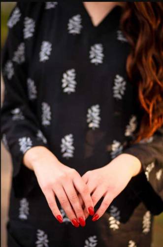 2 PCs women stitched linen printed suit