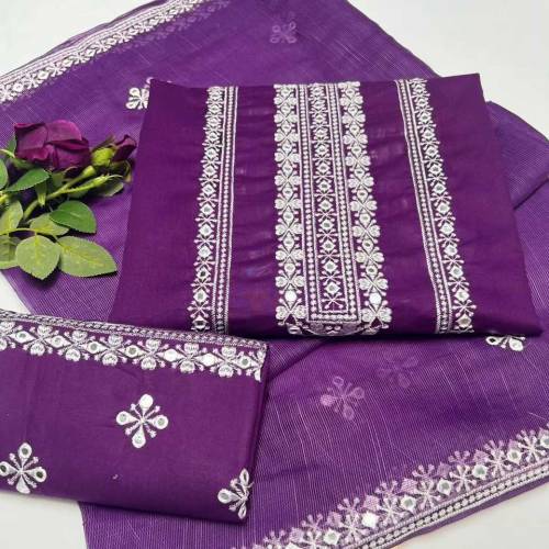 Classic lawn Front Boti embroidery trouser along with duppata 3pcs 