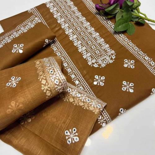 Classic lawn Front Boti embroidery trouser along with duppata 3pcs 