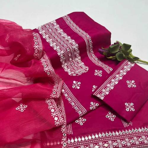 Classic lawn Front Boti embroidery trouser along with duppata 3pcs 