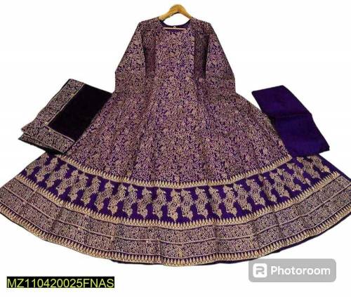3pcs women stitched kattan silk allower steam print maxi