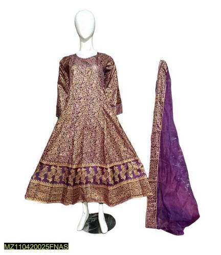 3pcs women stitched kattan silk allower steam print maxi