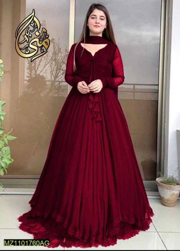 3pcs women stitched chiffon plain suit