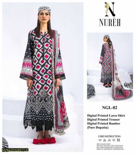 •  Fabric: Lawn•  Pattern: Digital Print•  Shirt Front Pattern: Digita
