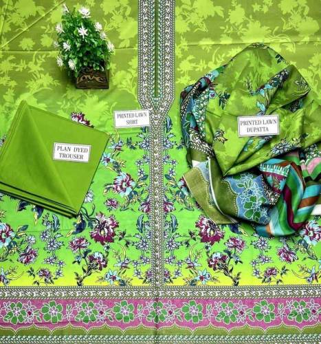 3 Pcs Women's Unstitched Lawn