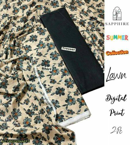 2 pc unstiched lawn dress by sapphire 