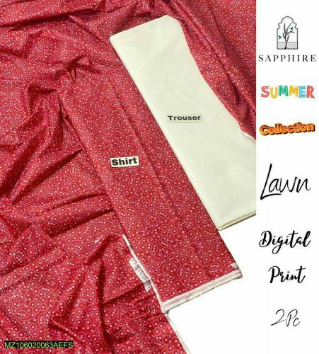 2 pc unstiched lawn dress by sapphire 