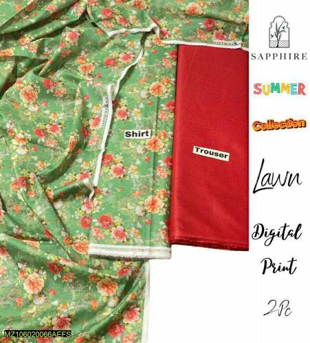 2 pc unstiched lawn dress by sapphire 