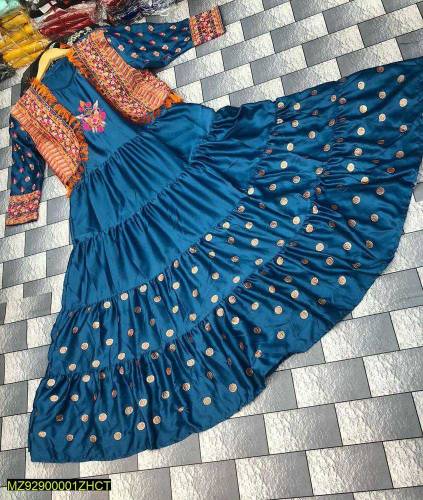 2pcs stiched shamoz silk Embroidered maxi 