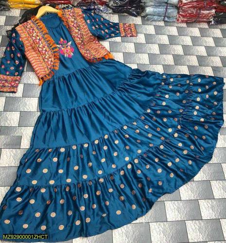 2pcs stiched shamoz silk Embroidered maxi 