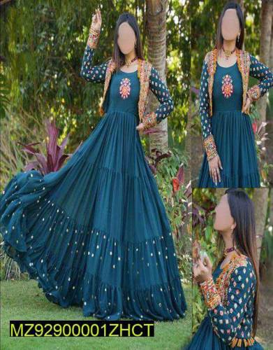 2pcs stiched shamoz silk Embroidered maxi 