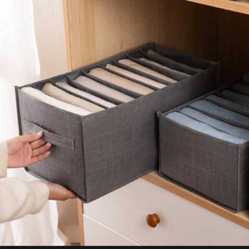 6 Grids Washable Wardrobe Clothes Organizer, Jeans Compartment Storage