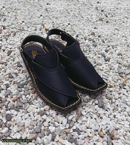 Mens Handmade New Peshawari Chappal Shoes -JF017, Blac